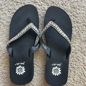 yellow box flip flops!